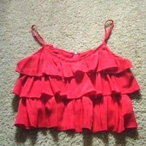 Cropped ruffle tank